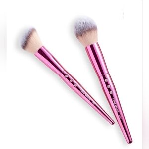 Luna Magic Luxury Makeup Brushes Brush Duo Pink Angle  Round Pink Metallic NEW